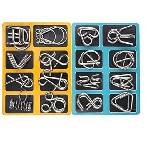 16 Knobelspiele aus Metall im Set