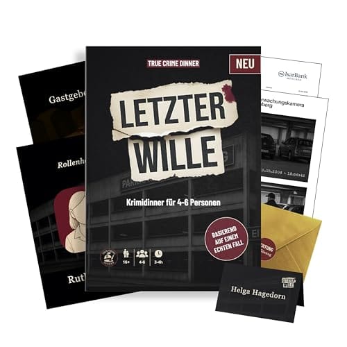 Krimidinner 4-6 Personen Letzter Wille | Das True Crime Krimi-Dinner f&uuml;r Zuhause
